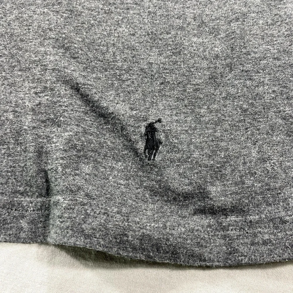 Polo‎ Ralph Lauren Shirt Mens Large Gray Black Pony Pullover Crew Neck Tee Adult